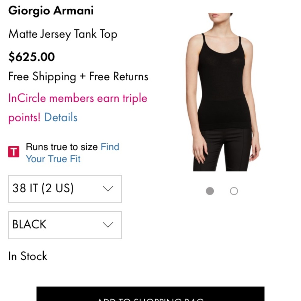 NWOT Giorgio Armani Tank Top 38